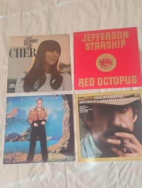 70s Vintage Vinyl Lot - Cher, Jefferson Starship, Elton John, Jim Croce